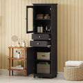 Whisen 63 in. Tall Bathroom Storage Cabinet with Glass Doors, Two Drawers and Adjustable Shelves