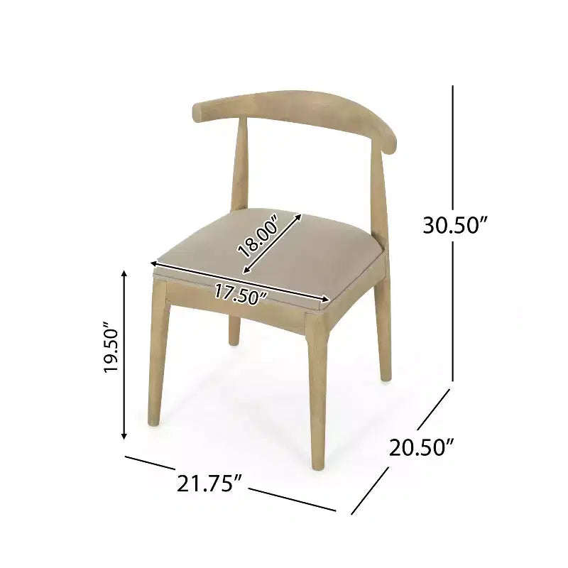 Ensemble de salle à manger Vanus 7 pièces en hévéa rembourré, style moderne du milieu du siècle