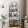 Garvee 5-Tier Bookshelf - Arched Metal Frame Bookcase, Tall Standing Shelf for Bedroom, Living Room & Home Office