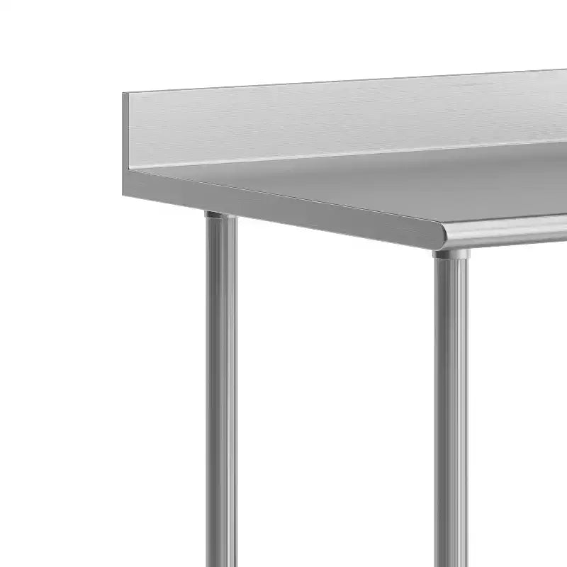 Table de préparation et de travail Reese 30 x 36 avec étagère supérieure en acier inoxydable, dosseret de 4 pouces, étagère inférieure réglable en acier galvanisé, 4 roulettes