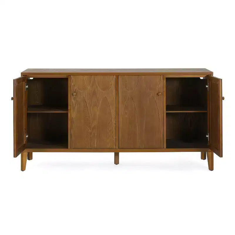 Vaisselier buffet moderne Vaughan avec quatre étagères et portes réglables