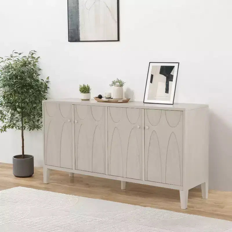 Vaisselier buffet moderne Vaughan avec quatre étagères et portes réglables