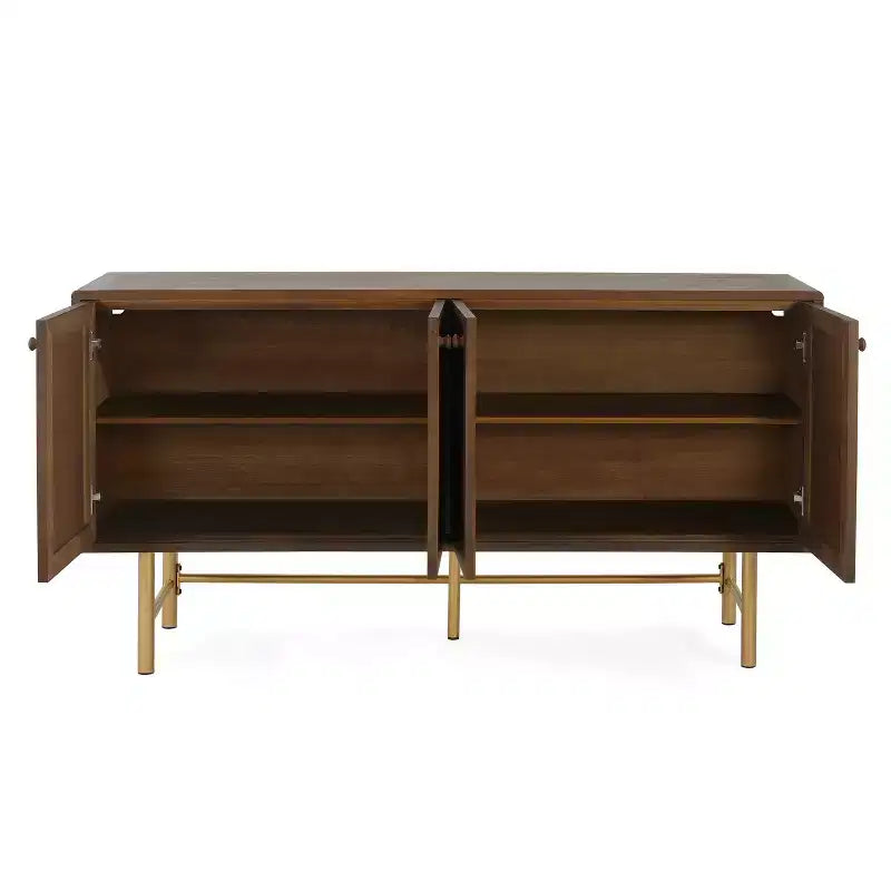 Buffet de salle à manger avec base en métal Vincent Contemporary et deux étagères réglables