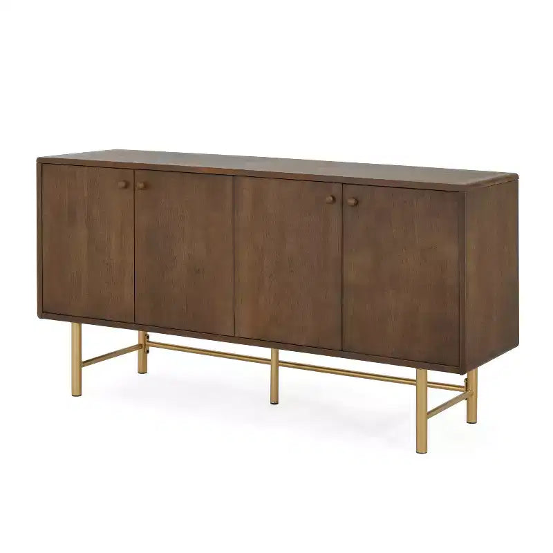 Buffet de salle à manger avec base en métal Vincent Contemporary et deux étagères réglables