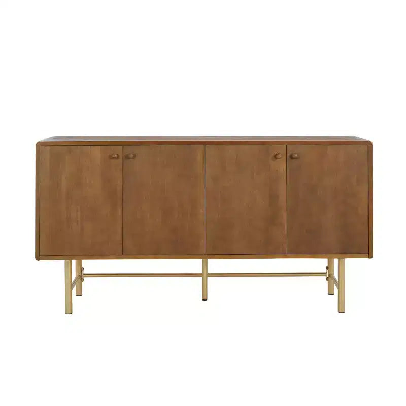 Buffet de salle à manger avec base en métal Vincent Contemporary et deux étagères réglables