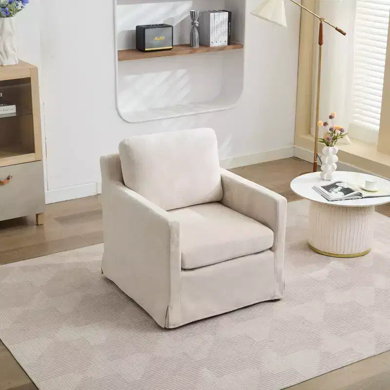 Okak 360 Degree Accent Swivel Chair with Removable Back Cushion 29.92 Comfy Upholstered Armchair for Living Room Office Lounge