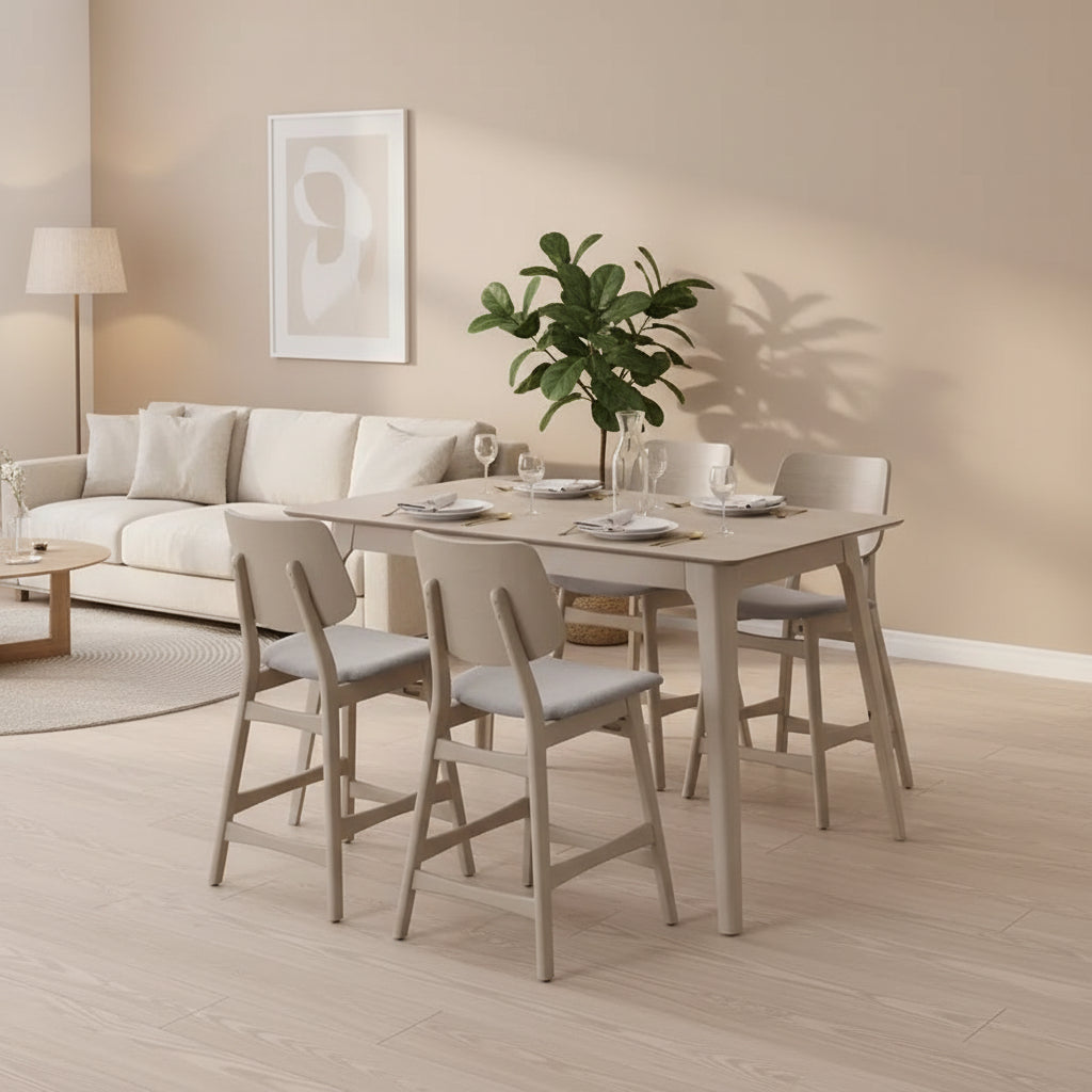 New Classic Furniture,Oscar 5-Piece Wood Counter Dining Set In White Ash