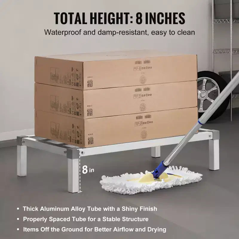Étagère de Stockage en Aluminium Soudé, 91 x 51 cm, Support Commercial de Plancher Alimentaire, Hauteur 20 cm, Capacité 450 kg