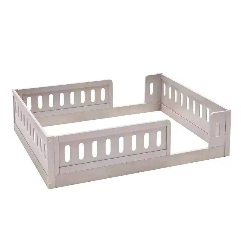 Lit de sol pleine grandeur avec barrière, lit Montessori en bois avec balustrades de sécurité pour garçons et filles