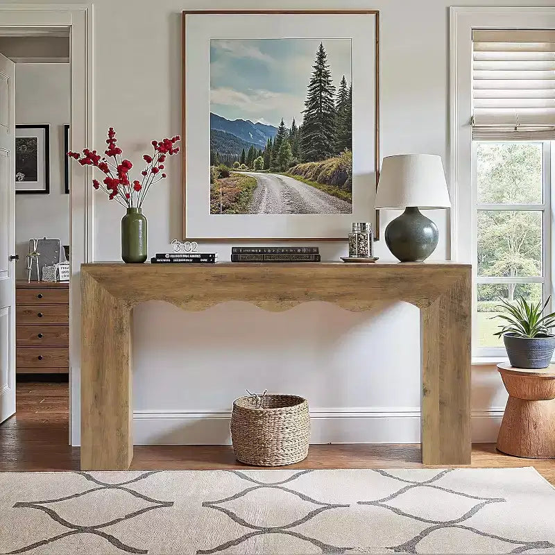 Console de ferme de 63 pouces, table de canapé en bois avec rangement, meuble d'entrée long et étroit pour couloir et salon