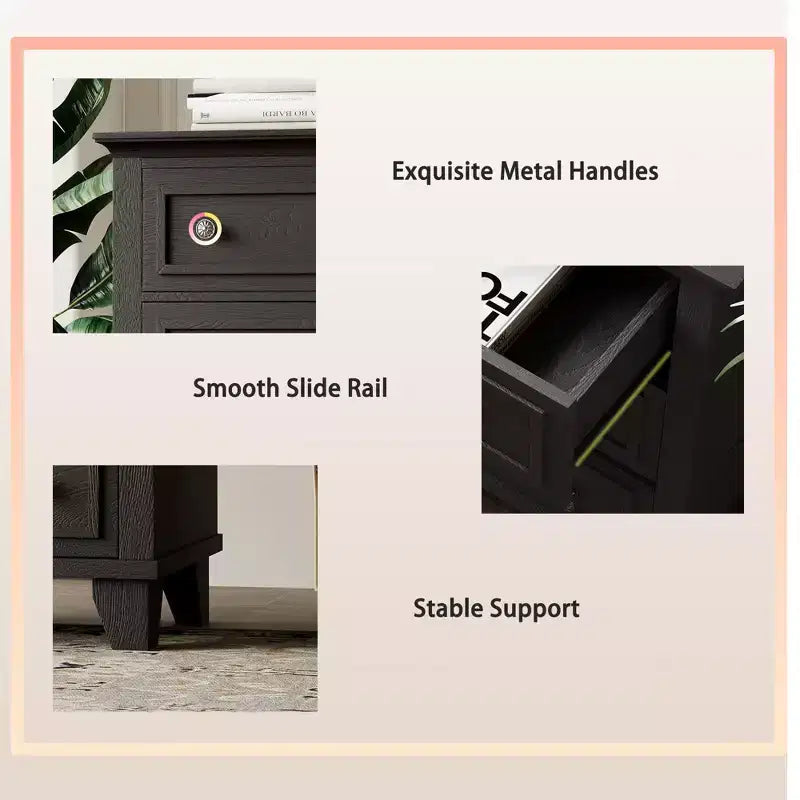 Commode 7 Tiroirs, Grande Commode en Bois avec Poignées Métalliques, Meuble de Rangement/Meuble TV pour Chambre, Salon, Entrée