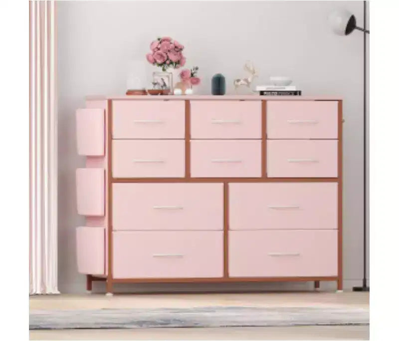 Commode en tissu à 10 tiroirs (cadre en fer + MDF + PB, tissu non tissé cationique),