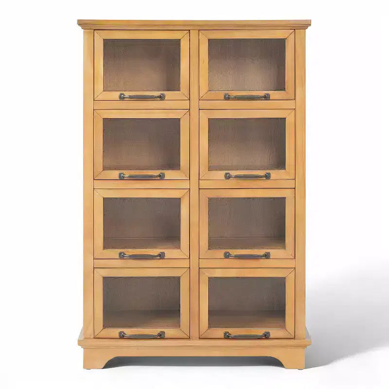 Meuble de rangement en bois Bradley Modern Farmhouse avec 8 portes vitrées