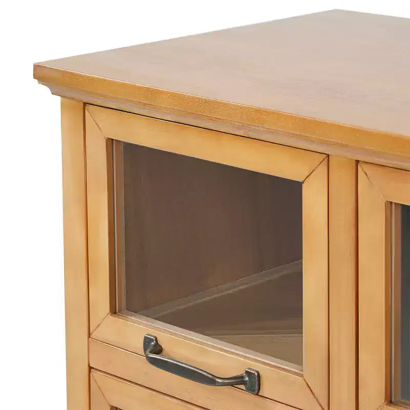 Meuble de rangement en bois Bradley Modern Farmhouse avec 8 portes vitrées