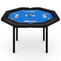 Table de poker pliante de 48 pouces, Table de jeu octogonale avec bords rembourrés, Porte-gobelets en acier inoxydable, Pieds repliables, 8 joueurs pour le Texas Hold'em