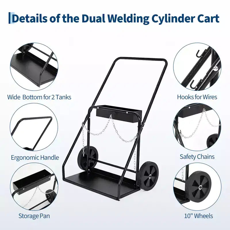 Chariot de soudage robuste en acier au carbone pour soudeuse Mig/Tig et découpeur plasma