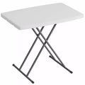 FDW 30 Inch Folding Table, Utility Foldable Table for Small Spaces, Small Desk Adjustable Height TV Tray for Laptop, Couch, Camping, White