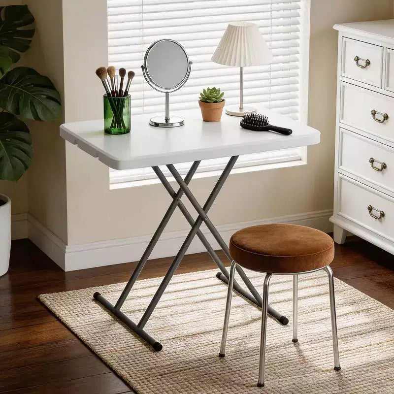 Table pliante de 76 cm, table utilitaire pliable pour petits espaces, petit bureau de hauteur réglable, plateau TV pour ordinateur portable, canapé, camping, blanc