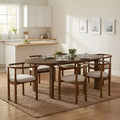 7pcs Oval Dining Table Set Dining Set for 6, 71'' Large Family Kitchen Table Set with 6 Padded Dining Chairs, Walnut - Christopher Knight Home