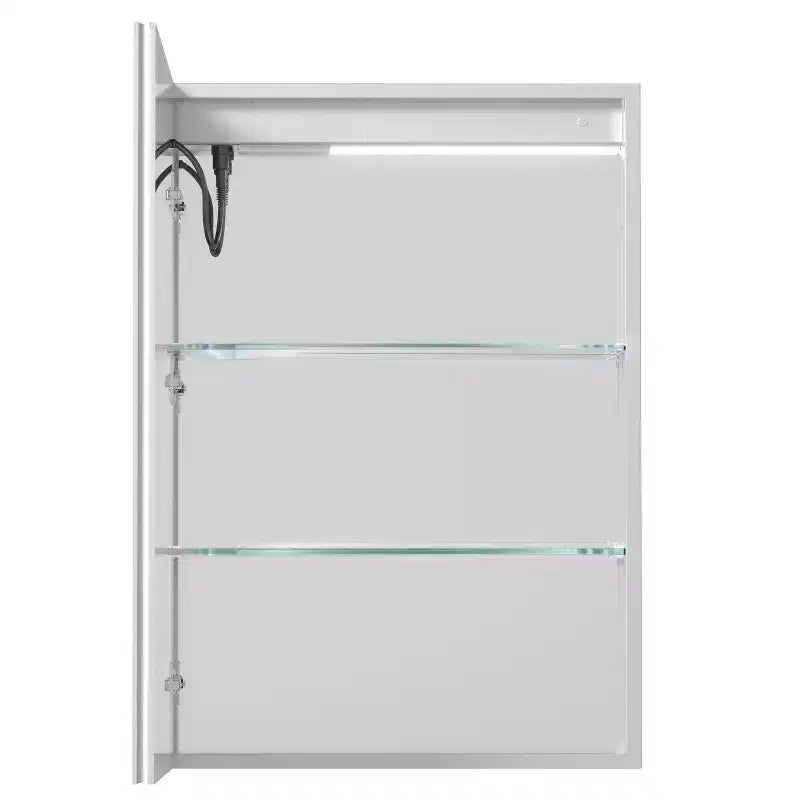 Armoire à pharmacie en aluminium à lumière fluide, 20 po L x 28 po H, avec miroir, intensité variable, anti-buée, entièrement assemblée